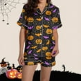 thumbnail image 6 of FDGIU Halloween Pajamas Women Halloween Print Casual Turndown Collar Short Sleeve Blouse Button Short Pants Pajamas Suit Soft Sleepshirts, 6 of 6