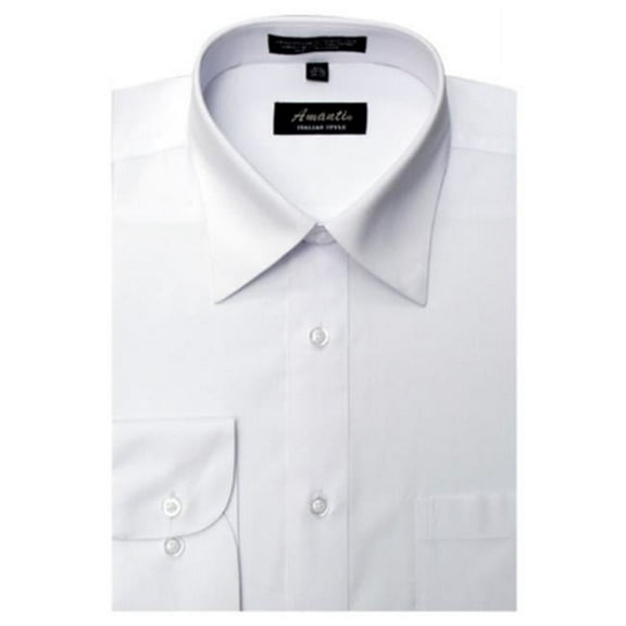 Amanti CL1003-17 1-2x34-35 Amanti Mens Wrinkle Free Solid White Dress Shirt - White-17 1-2 x 34-35