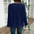 thumbnail image 6 of Womens Long Sleeve Shirts Fall Fashion 2026 Patchwork Button Up V Neck Sweatshirt Casual Pullover Tops (XL, Navy), 6 of 6