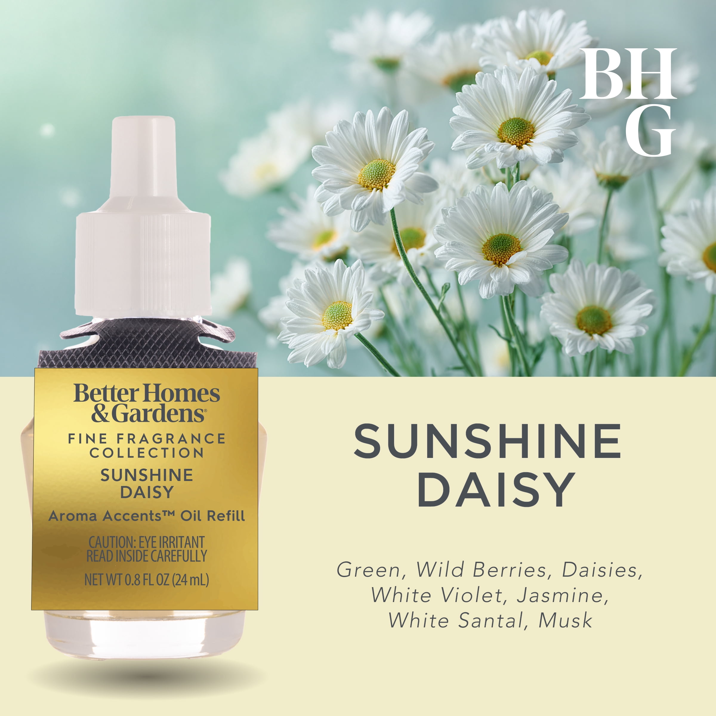 Better Homes & Gardens Fine Fragrance Aroma Accents Plug-in Oil Refill 24mL, Sunshine Daisy