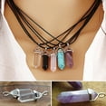 thumbnail image 4 of Trayknick Faux Gemstone Rock Natural Quartz Healing Point Chakra Reiki Pendant Rope Necklace Clear, 4 of 13
