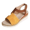 thumbnail image 1 of Bmisegm Ladies Weave Open Toe Hook Loop Summer Slope Heel Thick Soled Wedges Sandals Womens Sandals Summer Yellow 7, 1 of 8