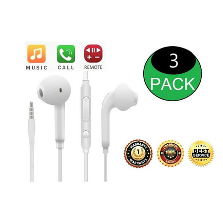 3 PCS OEM Earbuds Earphones w/mic Call Music Remote For Samsung Galaxy S8 S7 S6 LG V35 V40 G6 G7 Android Phone & Device with 3.5mm Audio (Best Headphones For Phone Calls Android)