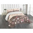 thumbnail image 3 of Ambesonne Floral Quilted Bedspread Set 3 Pcs, Spring Blossoms, King Size, Umber Beige Ruby, 3 of 5