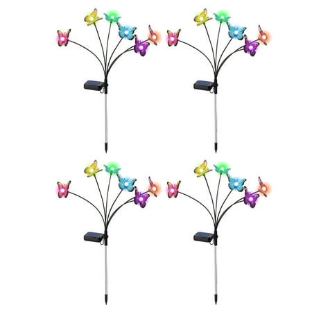 

YUANHUILI 1/2/4pcs Solar Firefly Lamp Ground Plug Lawn Light (4pcs Colorful Light 6 Heads)