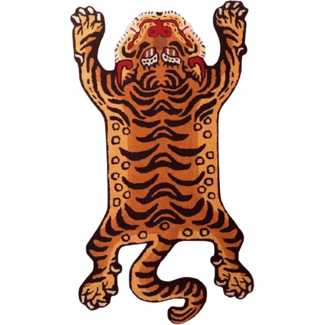 Tiger Rugs 4X6 Skin Shape Area Rugs for Modern Home Decor, Living Room, Stain-Resistant Carpet Handmade Tufted 100% Woolen Tibetan Rugs, Animal Printed Carpet for Child Room Bedroom by Modern Carpet