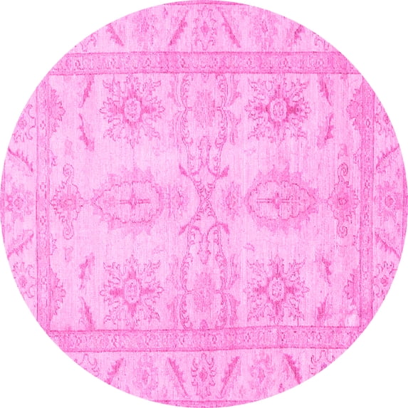 Ahgly Company Indoor Round Oriental Pink Traditional Area Rugs, 7' Round