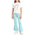 thumbnail image 2 of Xdegoge Girls Outfit 2 Piece Short Sleeve Crewneck Graphic Cute T Shirt and Bell Bottom Flare Pants Set Casual First Day Of School Daily Sets 2-14 Years, 2 of 6