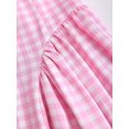 thumbnail image 4 of Pink Gingham Square Neck Flared Midi Dress With Bow Waist, 4 of 5