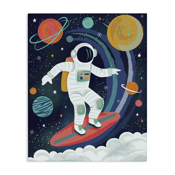 Stupell Industries Contemporary Surfing Astronaut Beyond Space Canvas Art, 16 x 20, by Lisa Perry Whitebutton