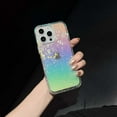 thumbnail image 6 of Compatible With iPhone 16e Transparent Colored Plating Diamond Pattern Case, Luxury Bling Glitter Protective Bumper Hard PC &TPU Shockproof Anti-fall Rugged Phone Cover Case for Women Girl,B, 6 of 7