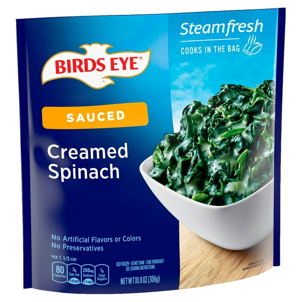 Birds Eye Steamfresh Sauced Creamed Spinach, 10.8 oz - Walmart.com