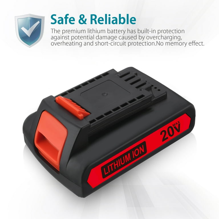 2Pack LBXR20 for BLACK DECKER 20 Volt 20V Max Lithium Ion Battery LB20 LBX20 LST220 LBXR2020 OPE LBXR20B 2 LB2X4020 Walmart