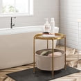 thumbnail image 4 of Small Round Side End Table 45x45x52cm Modern Metal Nightstand with Fabric Basket Nordic Bedside Tables for Living Room Dining Bedroom Gold, 4 of 7