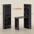 thumbnail image 2 of Foldable Convertible Computer Desk with Storage Shelves and Blackboard, MDF Wall Mount Study Table for Home Office and Small Spaces, Black, 38.6"L x 20.1"W x 60.2"H, 2 of 7