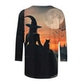 thumbnail image 5 of lcziwo Plus Size Halloween Tops for Women Witches Print Crew Neck Blouses Summer 2025 Casual Trendy Tops 3/4 Length Sleeve Scary Tees Multicolor,XXXXXL, 5 of 5