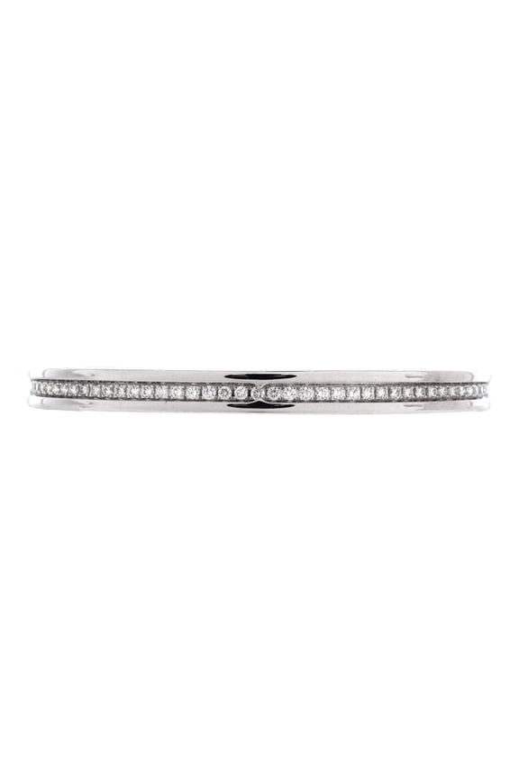 Pre-Owned B.Zero1 Cuff Bracelet 18K White Gold with Pave Diamonds By Rebag