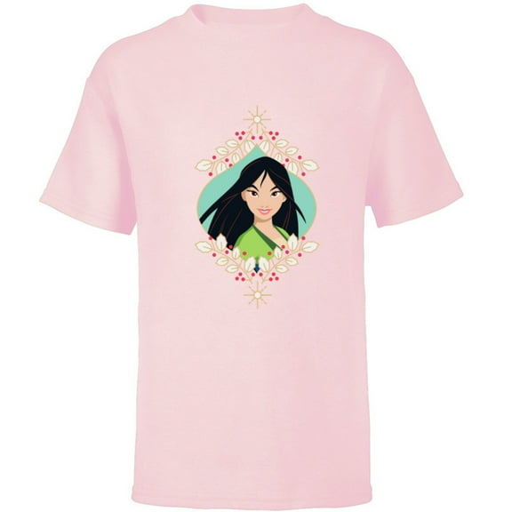 Disney Princess Mulan Holiday Standard - Short Sleeve T-Shirt for Kids – Customized-Soft Pink
