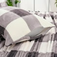 thumbnail image 6 of Micro Fleece Checkered Bed Sheet Set Queen Size- Ultra-Soft Velvet Plush Bed Sheets with Deep Pockets,No Pilling,Cozy Warmth for All Season - 4 Piece Set (Queen, Buffalo Plaid - Grey/White), 6 of 12