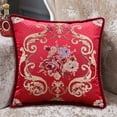 thumbnail image 1 of Cojín floral con relieve europeo | Cojín decorativo cuadrado de 48 x 48 cm | Funda de algodón suave para sofá, cama y coche | Azul, beige, rojo y café, 1 of 6