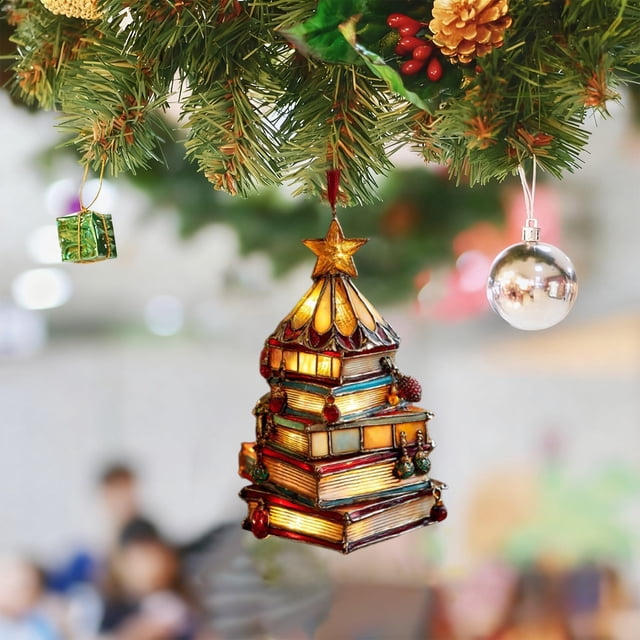 Adorno Navideño de Libro para Árbol de Navidad, Decoración Festiva para El Hogar, Plástico Multicolor, 8 Cm | Whm251008001B
