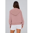 thumbnail image 2 of Sudadera PRETTYGARDEN con cierre y capucha, manga larga, rosa polvoriento, talla S, 2 of 7