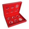 thumbnail image 2 of Caja de presentación de monedas de de material cuero con cubierta protectora de 12 cajas de monedas para, 2 of 9