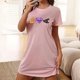 thumbnail image 1 of Camisón corto de talla grande para mujer, camisón de manga corta con estampado de pecho a la moda, camisón para mujer, 1 of 5