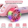 thumbnail image 5 of Eotvia Kids Scooter with LED Lighted Wheels, 3 Adjustable Height Handlebars and Foldable Seat - Sit or Stand Ride, Lean-to-Steer & Widen Anti-Slip Deck, Scooters for Kids 3 YO & up, Pink, 5 of 8