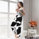thumbnail image 5 of Fotbe Cow Print Black White Pantalones de Pijama para Mujer, Pantalones de Dormir, Pantalones Pj con Cordón y Bolsillos-XX-Large, 5 of 6