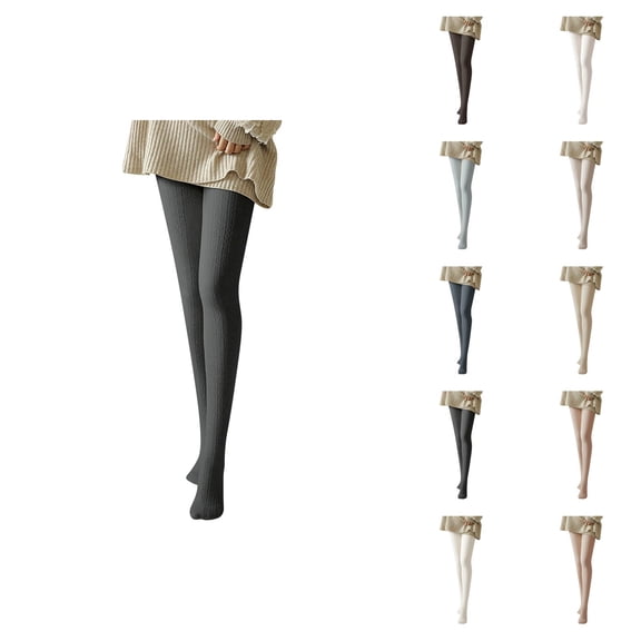 Women Tights 2026 Fall Winter Cute Cable Knit Soft Stockings Pantyhose Leggings Opaque Tights