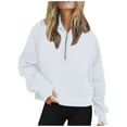 thumbnail image 2 of Basic Hoodies for Women 2025 Fall Winter Long Sleeve Half Zipper Hoodie with Pockets Hooded Sweatshirt Pullover Tops, 2 of 6