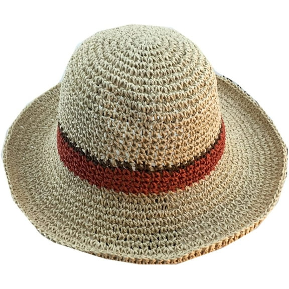 CoCopeaunts Straw Bucket Hat Summer Cool Breathable Hollow Hand-Woven Big-Edge Fisherman Hat Travel Sunscreen Women Bucket Cap