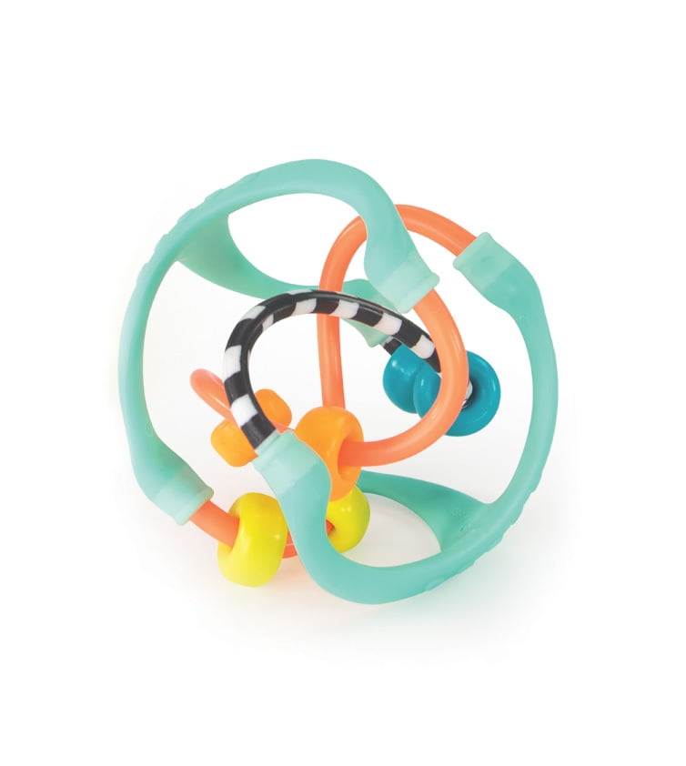 Bright Starts, Jouet hochet musical et lumineux Grab & Giggle Monkey, avec Oball attrape facile, pour enfants de 6 mois et plus, unisexe