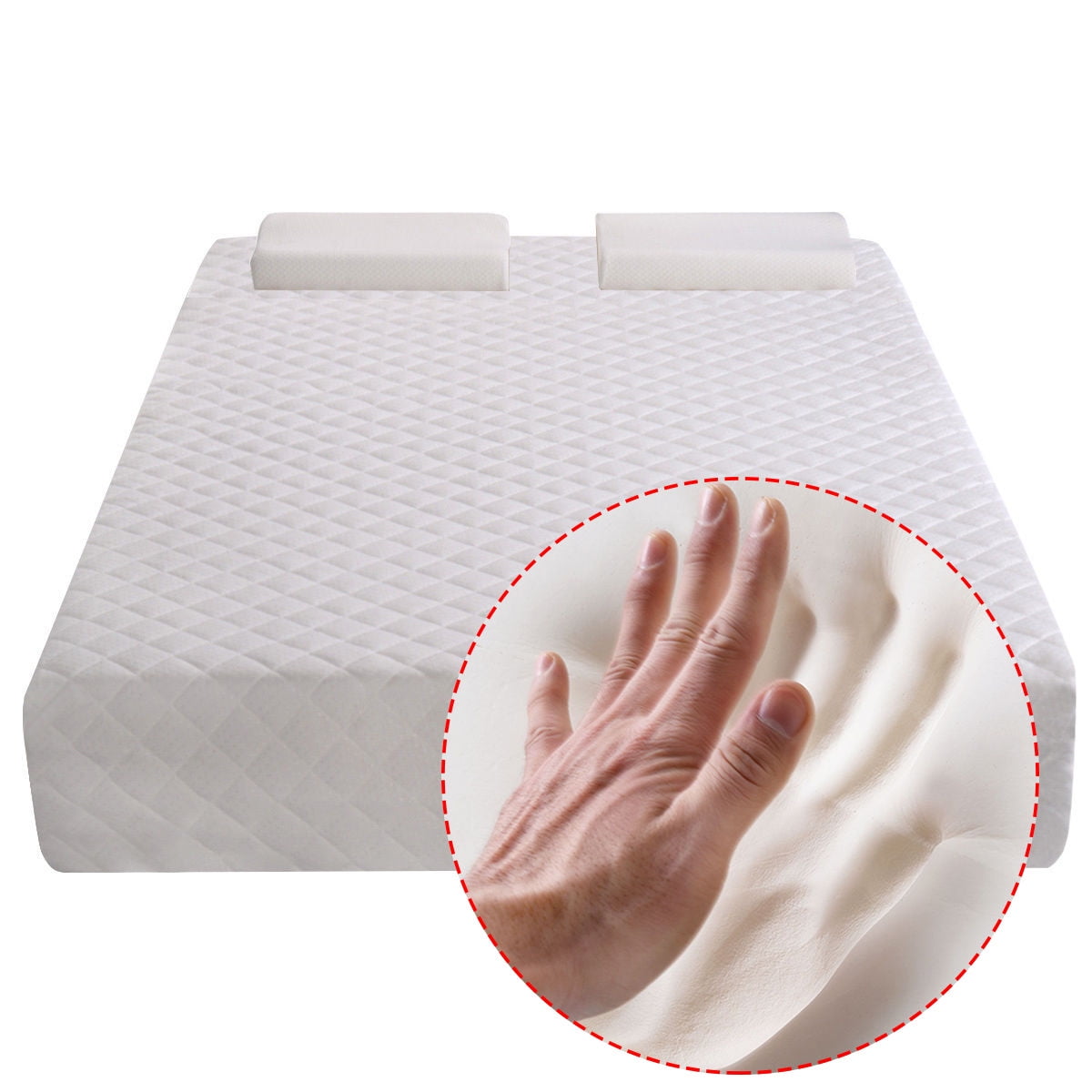 Costway Queen Size 10 Memory Foam Mattress Pad Bed Topper 2 Free Costway Queen Size 10 Memory Foam Mattress Pad Bed Topper 2 Free Pillows Com