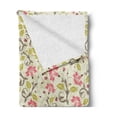 thumbnail image 2 of Ladybugs Soft Flannel Fleece Throw Blanket, Curving Flower Design with Ladybugs and Retro Features Small Beetles Theme, Cozy Plush for Indoor and Outdoor Use, 50" x 70", Pale Green Pink, by Ambesonne, 2 of 5