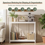 HomGarden Modern Narrow White Console Table MDF Sofa Side Table for Indoor Living Room Entryway