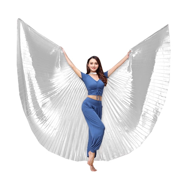 Bearachild Ala de danza del vientre de 360 grados, disfraces para adultos, accesorios de baile profesional para mujeres, accesorios para festivales de Kits de decoración para fiestas Plata Bearachild HA083921-03