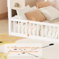 thumbnail image 6 of Bellemave Full Size Wood House-Shaped Floor Bed with Fence, Guardrails, Montessori Floor Bed House Bed Frame with Roof (Full, White), 6 of 11