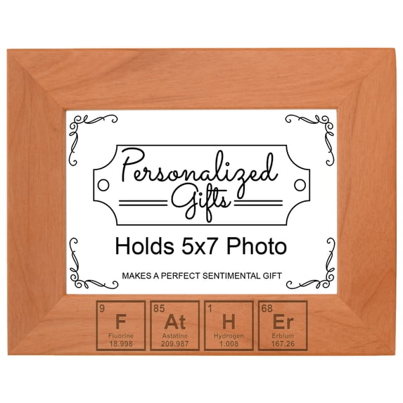 ThisWear Gift for Dad Science Periodic Table Elements Wood Laser 5x7 Landscape Picture Frame