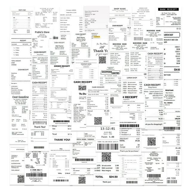 Paquete de pegatinas Creative Receipt Theme, 50 unidades, de vinilo impermeable