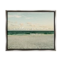 Stupell Endless Summer Beach Coast Waves Landscape Painting Gray Floater Framed Art Print Wall Art