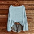 thumbnail image 3 of Duoif Fall Sweaters Women's Knitted Crewneck Pullover - Winter Warm Layer Top Sweaters for Women Light Blue S, 3 of 3