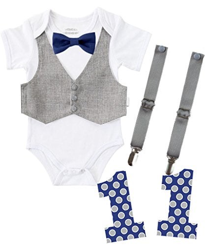 Toddlers Navy Bow Tie and Suspender Set Imported Premium Material for Boys