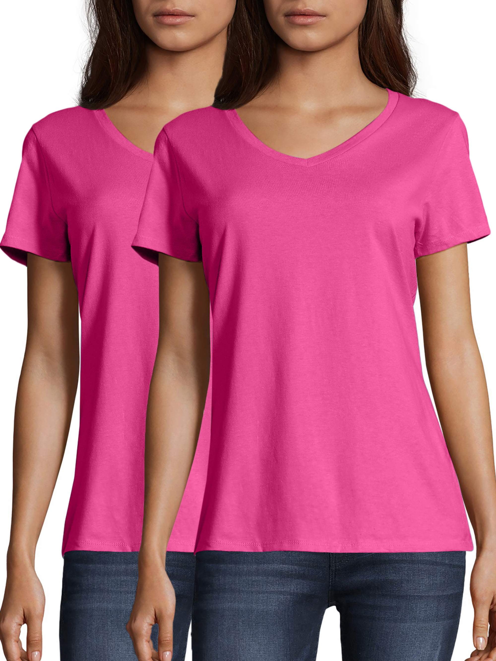 Details about   Hanes Womens Lightweight Nano-T Short Sleeve V-neck Tee 2-Pack 