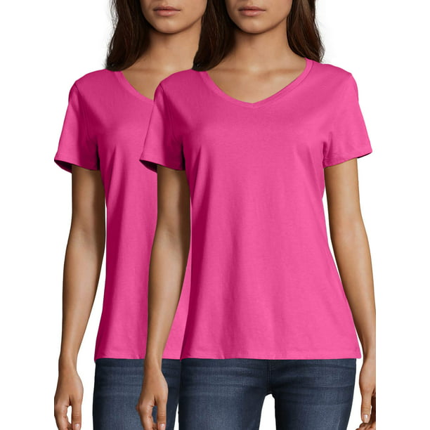 Hanes - Hanes Women's Nano-T V-neck T-Shirt (2-Pack) - Walmart.com ...