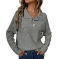 thumbnail image 2 of Ladies' Casual Stand Up Collar Knitted Sweater Solid Color Button Casual Loose Sweater for Fall Winter Easy Wear,Dark Gray,L, 2 of 5