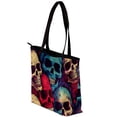 thumbnail image 3 of Skull Stylish Canvas Leather Mix Tote Bag with Twill, Sponge, Jeanette Material - 30x10.5x39cm/11.8x4.1x15.4in Size, 3 of 5