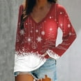 thumbnail image 2 of Christmas Long Sleeve Shirts for Women Snowflake Print Shirts Casual V Neck Long Sleeve Shirts Loose Fit Tunic Tops on Womens Sweatshirt, 2 of 6