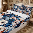 thumbnail image 2 of Manfei Vintage Floral Daisy Zipper Queen Comforter Set with Fitted Sheet and 2 Pillowcases,Rustic Botanical Zipper Bedding Set,Reversible, 2 of 7